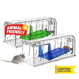 MEKEET Mouse Traps for Indoors - 2pc Humane Mouse Traps