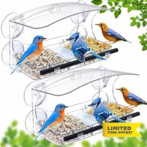 WLLKOO Window Bird Feeder 2 Pack with Strong Suction Cups