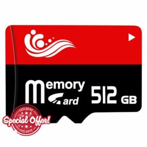 Memory Card 512GB-Niowoaf 512GB TF Card Waterproof TF Card Compatible with Drone/Photos/TV/Phones/Cams
