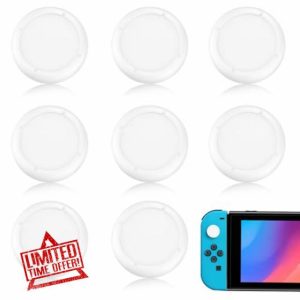 8 Pcs Replacement Joystick Covers for Nintendo Switch OLED Thumb Caps Grips Analog Thumbstick Replacement Caps for Nintendo Switch & Switch Lite Comfortable Joystick Covers for Gaming (white)