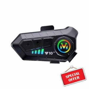 Motorcycle Intercom Helmet Bluetooth 5.3 Headset With Mic Motorcycle IPX6 Waterproof Headphones Wireless Noise Cancelling Earphones Motorbike Communication System Headphones Bluetooth Helmet Speakers