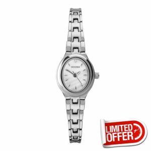 Sekonda Ladies Megan 21mm Oval Classic Analogue Watch with Mother of Pearl Stone Set Dial