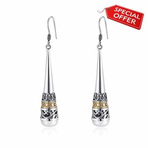 Real 925 Sterling Silver Vintage Drop Earring with Natural 6mm Freshwater Pearl Earrings for MetJakt Women's Fine Jewelry