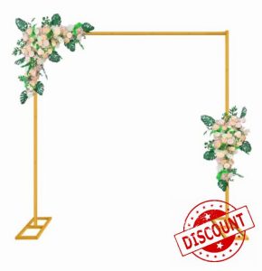 Fiita 6.6FTx6.6FT Gold Wedding Arch Backdrop Stand Square Metal Rectangular Arch Frame for Ceremony Party Birthday Bridal Baby Shower Anniversary Arbor Balloon Decoratio