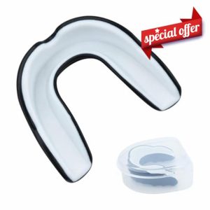 Mouth Guard with Case Slim Fit Sports Gum Shield Adult Youth Junior Dentist Mouthguard Bite Mouth Guard for Boxing MMA Lacrosse Hockey Rugby Martial Arts Combat (Black)