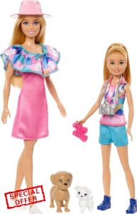 Barbie & Stacie Doll Set with 2 Pet Dogs & Accessories
