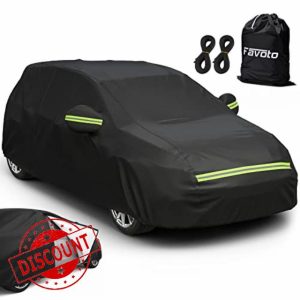 Favoto Hatchback Car Cover Waterproof - Custom Fit for Toyota Yaris (2018-2024) All Weather for Automobiles Outdoor with Reflective Stripe Snow Sun Dust UV Protection Full Exterior Cove
