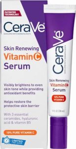 CeraVe Skin Renewing 10% Pure Vitamin C Serum with Ceramides for Brighter and Smoother Skin