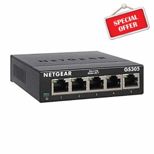 NETGEAR 5 Port Gigabit Network Switch GS305 - Ethernet Splitter - Ethernet Switch - Ethernet Hub - Plug-and-Play - Silent Operation - Desktop or Wall Mou