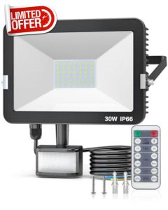 KALAHOL 30W Security Lights Security Lights Outdoor Motion Sensor with IR Remote Control