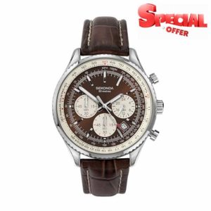 Sekonda Maverick Men's 42mm Watch with Chronograph & Date Display Leather Strap 50M Water Resista