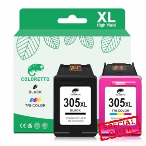 COLORETTO 305XL for HP 305 XL Compatible with DeskJet 2800e 2810e 2710e 2720e 2721e 4220e 4130e Envy 6000 6020e 6022e 6032e DeskJet Plus 4130 Envy Pro 6400 6430 Black Colour Ink Cartridge Replaceme