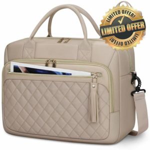 RAINSMORE 17 Inch Laptop Bags for Women Large Laptop Case Messenger Bag Work Bags for Women 17.3 Inch Teacher Bag Computer Bag Laptop Briefcase for Business Office Travel College Khaki
