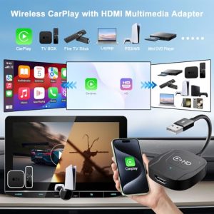 Plug and Play CarPlay Wireless Adapter with HDMI Input for Fire TV Sticks and Game Consoles