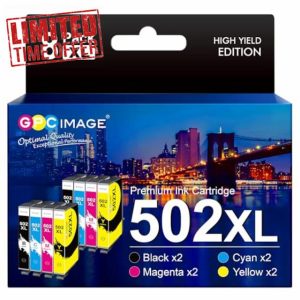 GPC Image 502XL High Yield Multipack Ink Cartridges Replacement for Epson 502 XL Compatible for Workforce WF-2860 WF-2860DWF WF-2865 WF-2865DWF XP5100 XP-5105 (Black Cyan Magenta Yellow