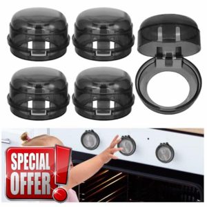Ptwola 5PCS Stove Knob Covers for Child Safety Resistant Universal Size Gas Knob Locks Covers Removable Adhesive Oven Front Electric Stove Lock Guard Kit for Home Kitchen Kids Pets Childproof