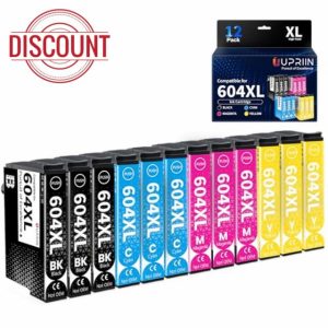 UPRIIN 604XL Ink Cartridges Replacement for Epson 604 XL Ink Cartridges Multipack Compatible with Workforce WF-2910 WF-2930 Expression Home XP-2200 XP-2205 XP-3200 XP-3205 XP-4200 XP-4205 (12 Pack)