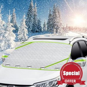 Ninonly Windscreen Covers Frost Ultra Thick Car Windscreen Cover for Winter with Side Mirror Cover and Reflective Stripes Car Windshield Cover with Magnetic Edges Snow Protector for Cars 160×115cm