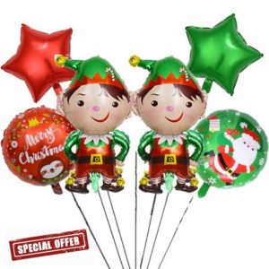 6 Pcs Elf Balloons Elf Foil Balloons Christmas Helium Balloon Christmas Balloons Christmas Foil Balloons Xmas Foil Balloons