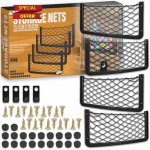 Xtremeauto Storage Nets 4pcs - Elastic Storage Bag Net Set With Plastic Frame