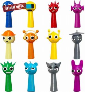 FAMINESS Sprunki Cartoon Figures 12PCS PVC Action Anime Model Statue Collectible Decoration Gifts for Girls and Boys