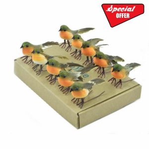 ToSSme 10PCS Robin Bird Christmas Tree Decoration Craft VERY CUTE Artificial Feather