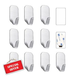 Kiemeu Small Sticky Hooks for Hanging Extra Strong Self Adhesive Hooks Heavy Duty Stick On Hooks for Walls