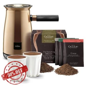 Hotel Chocolat Velvetiser - In-Home Hot Chocolate Machine - Barista-Grade Hot Chocolate Maker - Copper Edition - Complete Starter Kit - 2 Ceramic Podcups & 10 Single-Serve Sachets