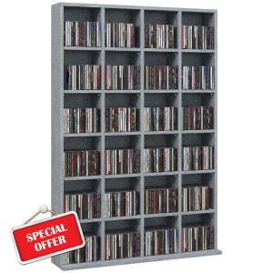 HOMCOM 480 CD/ 312 DVD Storage Shelf Rack Media Storage Unit Shelves Racks Wooden Display Unit with Adjustable Shelves