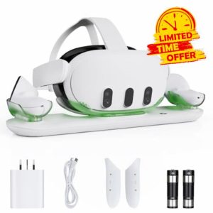 LYtech VR Charging Dock for Quest 3 Charging Stand for Oculus/Meta Quest 3 Magnetic Charging Station for VR Headset & Controllers