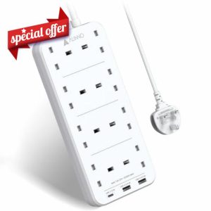 AUNNO Extension Lead with USB Slots