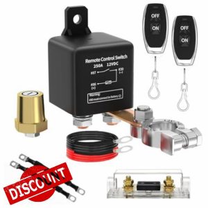 Lizbn Remote Battery Disconnect Switch 12V 250A Upgraded Remote Battery Kill Switch for Car Anti-Theft Prevent Battery Drain Isolator with 2 Wireless Keys for Car RV Truck Vehicle Camper Travel