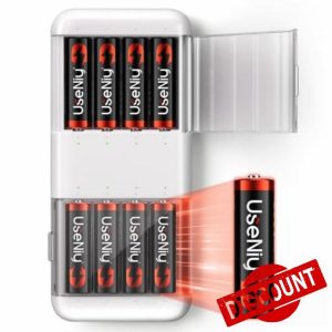 Rechargeable Lithium Batteries AA 8-Pack with Charger