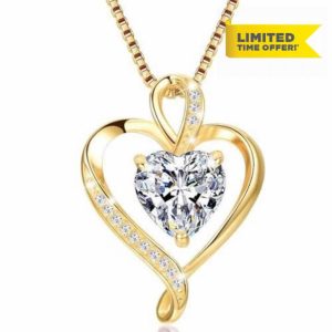 LAVUMO Heart Necklace for Women 925 Sterling Silver Love Cubic Zirconia Pendant Brithstone Necklace Christmas Valentines Birthday Mothers Day Jewellery Gifts for Women Wife Girlfriend Mum Friend