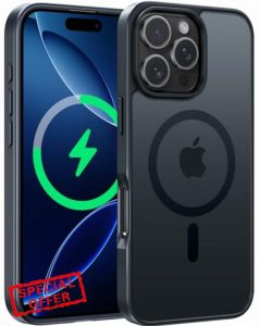 FNTCASE for iPhone 16 Pro Case: Magnetic Matte Translucent Military Grade Drop Protective Phone Case | Shockproof Thin Rugged Durable Protection Bumper Cover (Black)