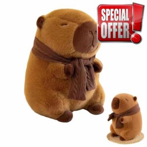 PSFXBM 25 CM / 9.84 Inch Capybara Plush Toys Cute Capybara Teddy Plush Doll Cuddly Capybara Plush Toy with Scarf Cozy Capybara Plush Toys for Kids Boys Girls Women Birthdays Holidays