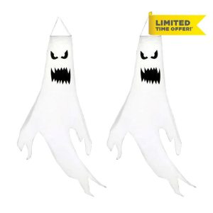 AYNKH 2Pcs White Halloween Ghost Windsocks