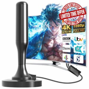 2025 Highest TV Aerial - Indoor TV Aerial for Smart TV with Signal Booster High Gain Freeview 420 miles+ TV Strong Signal Antenna- TV 4K 1080P HDTV & VHF/UHF/DAB Radio and Portable All Compatible