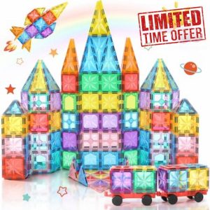 Lovchil Magnetic Building Blocks 61PCS Magnetic Tiles Set for Kids Preschool Construction Educational Toys for 3 Years Old Boys and Girls for 4 5 6 7 8 Toddlers