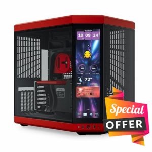 HYTE Y70 Touch Infinite Dual Chamber ATX Mid Tower Modern Aesthetic Case with Integrated 2.5K LCD Touchscreen - Black Cherry