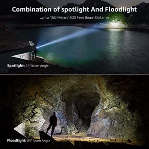 [2 Pack] 2000L Waterproof LED Headlamp with Red Warning Lights