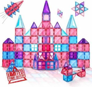 TRABONNLY Magnetic Tiles Magnetic Building Blocks Toys for 3 4 5 6 7 Year Old Girls Boys 3D STEM Educational Princess Castle Magnetic Tiles for Kids Age 3+ Christmas Birthday Gifts 30pcs