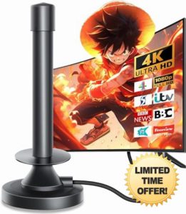 TV Aerial - Indoor TV Aerial for Smart TV with Signal Booster - Digital TV Aerial for Freeview TV 280+ Miles Long Range Support 4K 1080P
