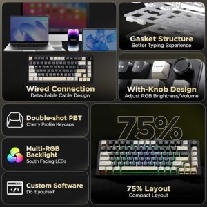 75% Hot Swappable Keyboard with Knob