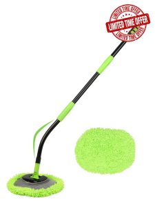 Curved Car Wash Brush Mop 47" with Long Handle Sturdy Metal Pole 3 Grip Points Washing Wand Auto Cleaning Tool Kit Scratch-Free Chenille Microfiber Soft Duster for Cars RV SUV Truck Caravan Van Window