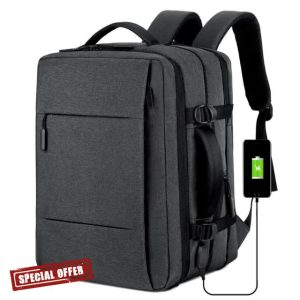Lawaia Laptop Backpack Mens 45L Travel Backpack Womens 45x30x22 Rucksack for Men Backpack for 17 Inch Laptop Backpacks With Charging Port Laptop Bags for Women Waterproof Backpack Grey