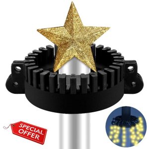 Menkxi 1 Pcs Christmas Tree Flag Pole Mega Topper Light Hook 7 x 5 x 1.75 Inch Christmas Tree Flag Pole Topper for Xmas Outdoor Decoration Patio Yard Holiday Party Supplies