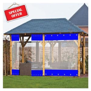 MYJIO Outdoor Waterproof Curtain with Eyelets 0.5mm Transparent Plastic Tarpaulin PVC Heavy Duty Tarpaulin Panel for Garden