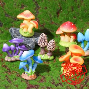 Durdiiy 8PCS Cute Miniature Mushrooms Figurines