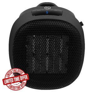 Russell Hobbs RHPH7001 700W Compact Portable Black Ceramic Plug in Fan Heater in Black with 2 Heat Settings & Overheat Protection